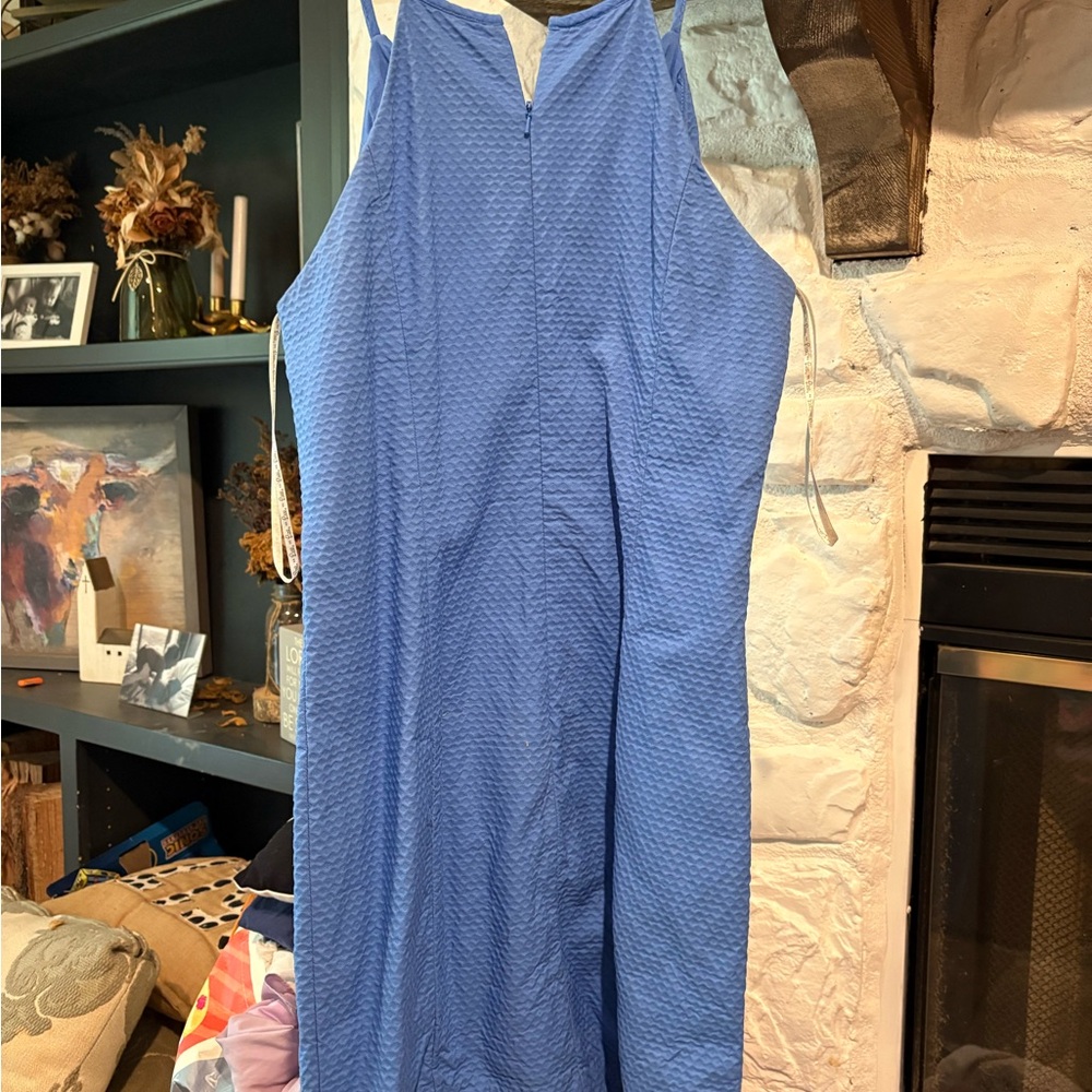 Lilly Pulitzer Blue Midi Dress with Cream Detailing - Picture 3 of 3